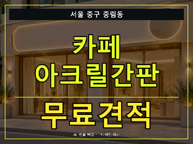 서울 중구 중림동 카페 아크릴간판 무료견적 안내 썸네일 · AI 연출 배경