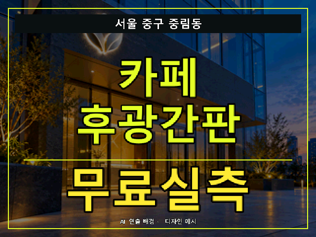 서울 중구 중림동 카페 후광간판 무료실측 안내 썸네일 · AI 연출 배경
