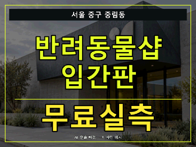 서울 중구 중림동 반려동물샵 입간판 무료실측 안내 썸네일 · AI 연출 배경