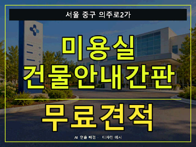 서울 중구 의주로2가 미용실 건물안내간판 무료견적 안내 썸네일 · AI 연출 배경