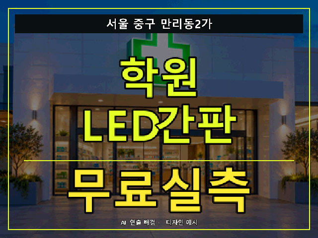 서울 중구 만리동2가 학원 LED간판 무료실측 안내 썸네일 · AI 연출 배경