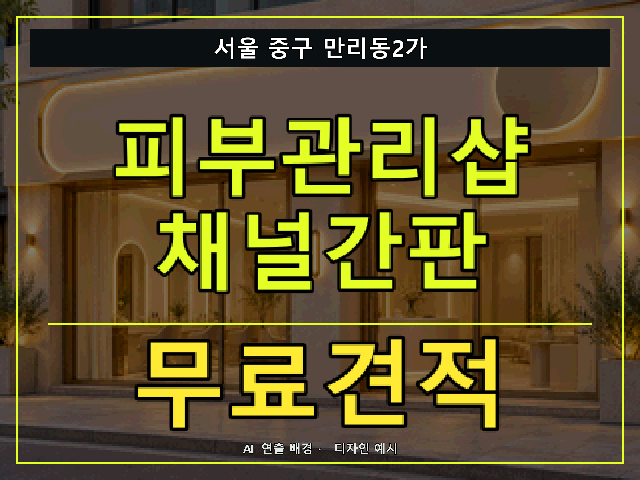 서울 중구 만리동2가 피부관리샵 채널간판 무료견적 안내 썸네일 · AI 연출 배경