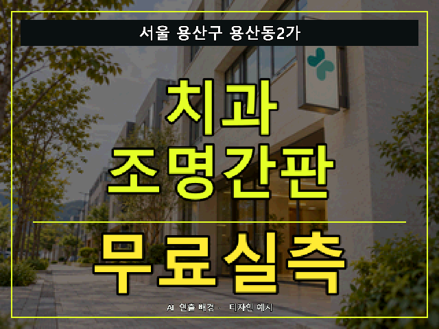 서울 용산구 용산동2가 치과 조명간판 무료실측 안내 썸네일 · AI 연출 배경