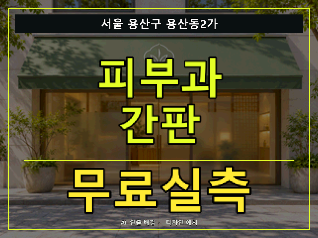 서울 용산구 용산동2가 피부과 간판 무료실측 안내 썸네일 · AI 연출 배경