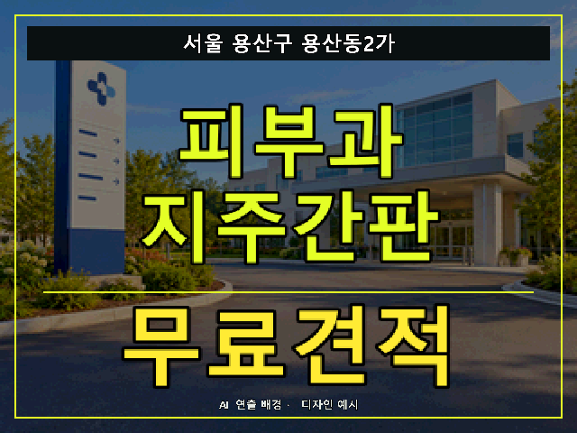서울 용산구 용산동2가 피부과 지주간판 무료견적 안내 썸네일 · AI 연출 배경