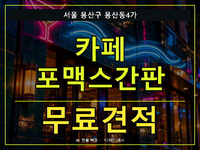 서울 용산구 용산동4가 카페 포맥스간판 무료견적 안내 썸네일 · AI 연출 배경