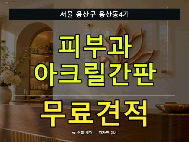 서울 용산구 용산동4가 피부과 아크릴간판 무료견적 안내 썸네일 · AI 연출 배경