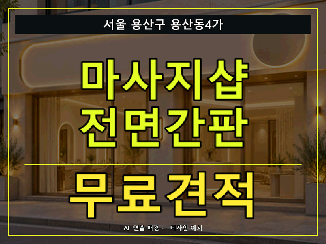 서울 용산구 용산동4가 마사지샵 전면간판 무료견적 안내 썸네일 · AI 연출 배경