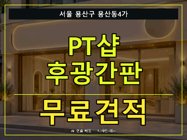 서울 용산구 용산동4가 PT샵 후광간판 무료견적 안내 썸네일 · AI 연출 배경