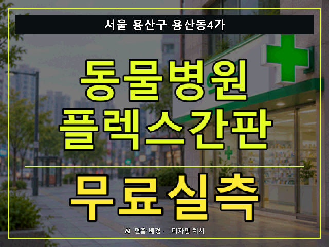 서울 용산구 용산동4가 동물병원 플렉스간판 무료실측 안내 썸네일 · AI 연출 배경