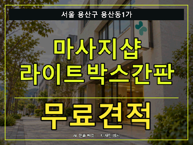 서울 용산구 용산동1가 마사지샵 라이트박스간판 무료견적 안내 썸네일 · AI 연출 배경