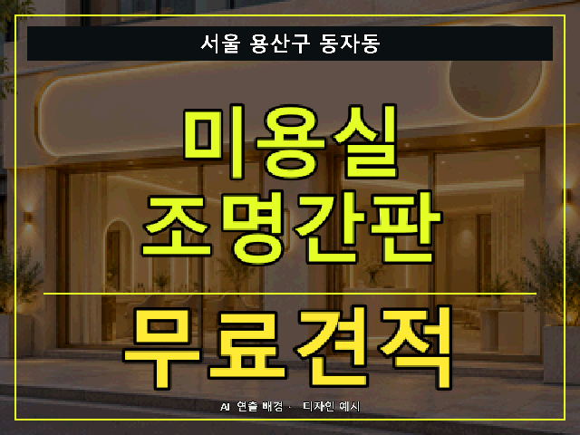 서울 용산구 동자동 미용실 조명간판 무료견적 안내 썸네일 · AI 연출 배경