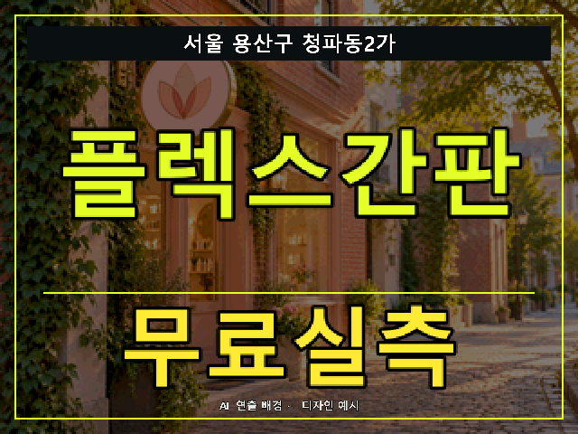 서울 용산구 청파동2가 플렉스간판 무료실측 안내 썸네일 · AI 연출 배경