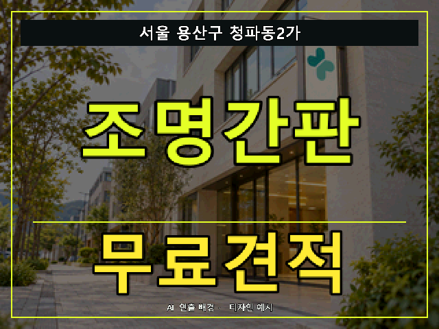 서울 용산구 청파동2가 조명간판 무료견적 안내 썸네일 · AI 연출 배경