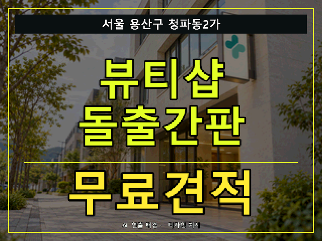 서울 용산구 청파동2가 뷰티샵 돌출간판 무료견적 안내 썸네일 · AI 연출 배경