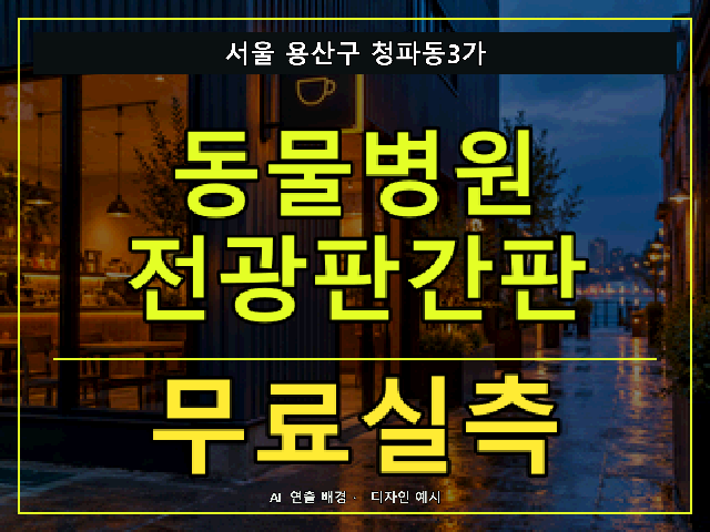 서울 용산구 청파동3가 동물병원 전광판간판 무료실측 안내 썸네일 · AI 연출 배경