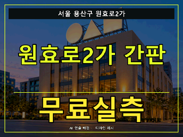 서울 용산구 원효로2가 간판 제작 무료실측 안내 썸네일 · AI 연출 배경