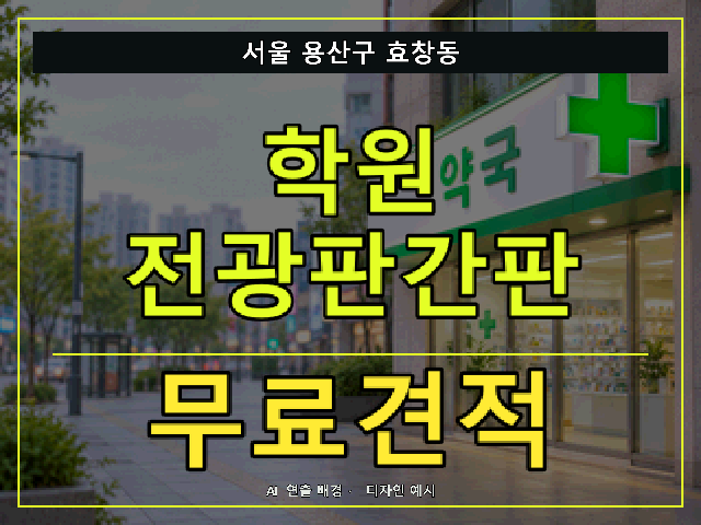 서울 용산구 효창동 학원 전광판간판 무료견적 안내 썸네일 · AI 연출 배경