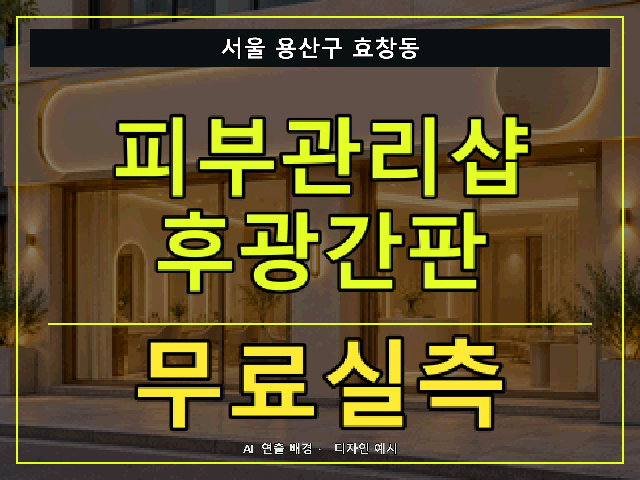 서울 용산구 효창동 피부관리샵 후광간판 무료실측 안내 썸네일 · AI 연출 배경