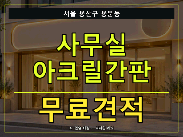 서울 용산구 용문동 사무실 아크릴간판 무료견적 안내 썸네일 · AI 연출 배경