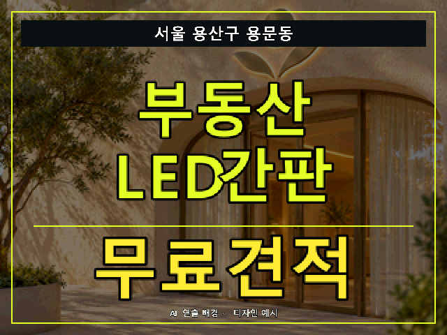 서울 용산구 용문동 부동산 LED간판 무료견적 안내 썸네일 · AI 연출 배경