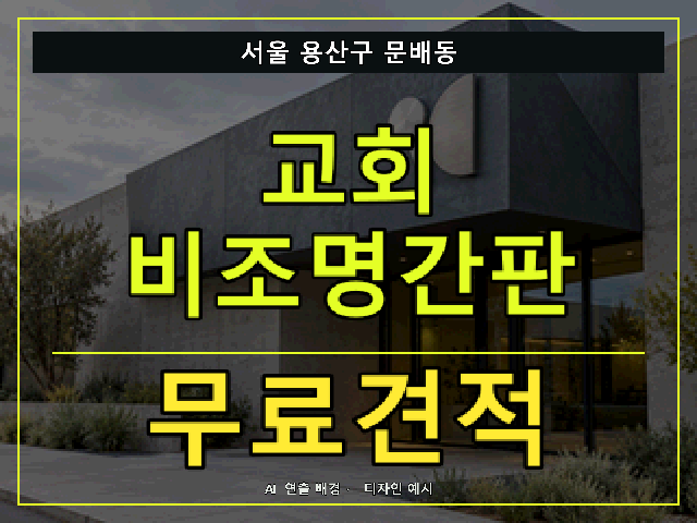 서울 용산구 문배동 교회 비조명간판 무료견적 안내 썸네일 · AI 연출 배경