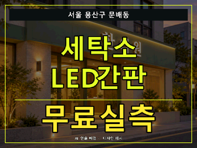 서울 용산구 문배동 세탁소 LED간판 무료실측 안내 썸네일 · AI 연출 배경