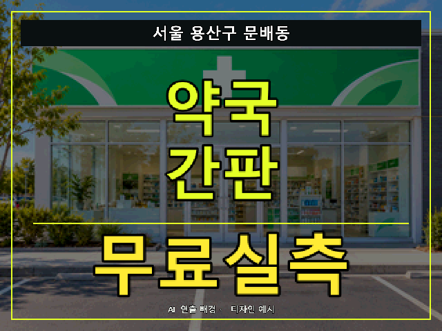 서울 용산구 문배동 약국 간판 무료실측 안내 썸네일 · AI 연출 배경