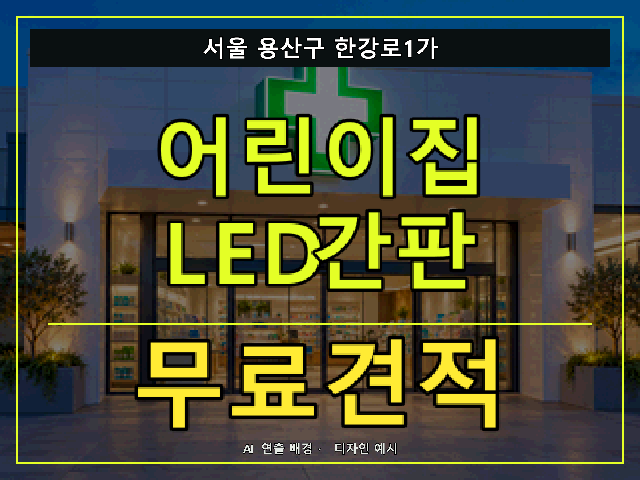 서울 용산구 한강로1가 어린이집 LED간판 무료견적 안내 썸네일 · AI 연출 배경