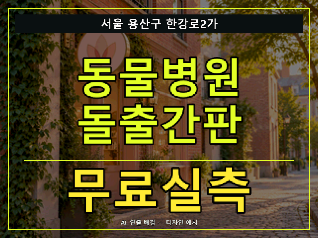 서울 용산구 한강로2가 동물병원 돌출간판 무료실측 안내 썸네일 · AI 연출 배경