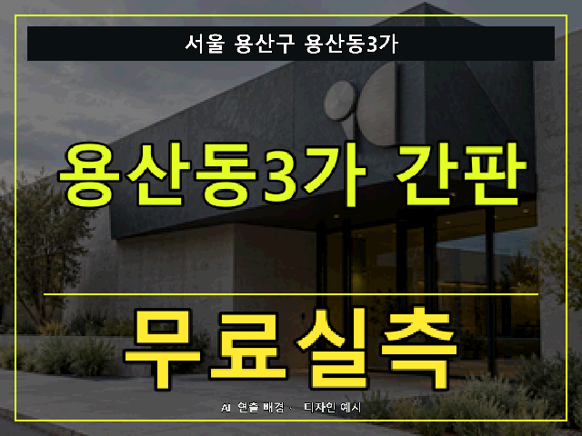 서울 용산구 용산동3가 간판 제작 무료실측 안내 썸네일 · AI 연출 배경