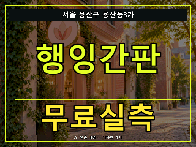 서울 용산구 용산동3가 행잉간판 무료실측 안내 썸네일 · AI 연출 배경