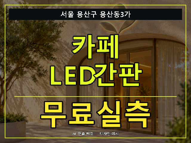 서울 용산구 용산동3가 카페 LED간판 무료실측 안내 썸네일 · AI 연출 배경