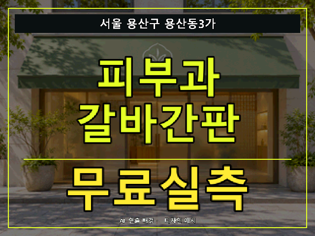 서울 용산구 용산동3가 피부과 갈바간판 무료실측 안내 썸네일 · AI 연출 배경