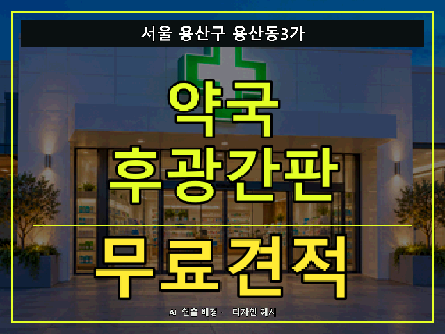 서울 용산구 용산동3가 약국 후광간판 무료견적 안내 썸네일 · AI 연출 배경