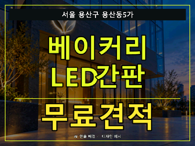 서울 용산구 용산동5가 베이커리 LED간판 무료견적 안내 썸네일 · AI 연출 배경