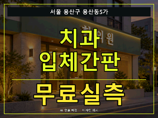 서울 용산구 용산동5가 치과 입체간판 무료실측 안내 썸네일 · AI 연출 배경