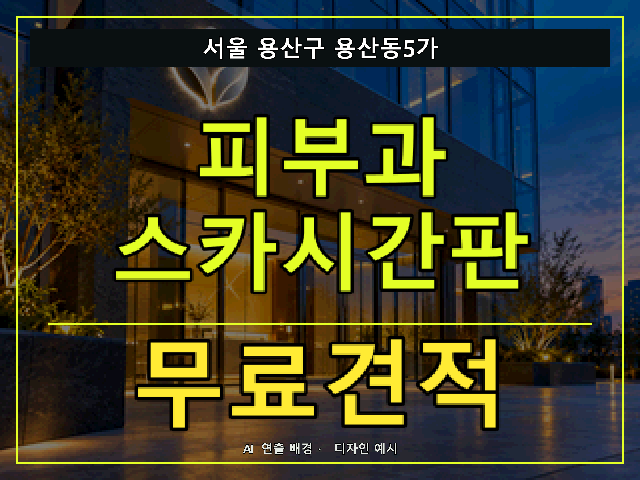 서울 용산구 용산동5가 피부과 스카시간판 무료견적 안내 썸네일 · AI 연출 배경