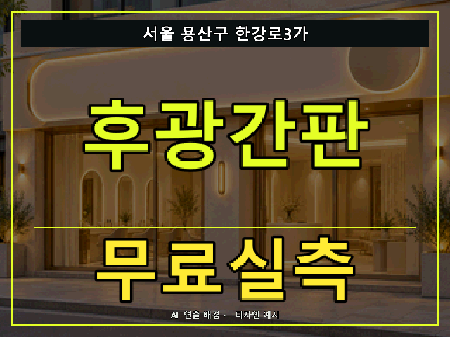 서울 용산구 한강로3가 후광간판 무료실측 안내 썸네일 · AI 연출 배경