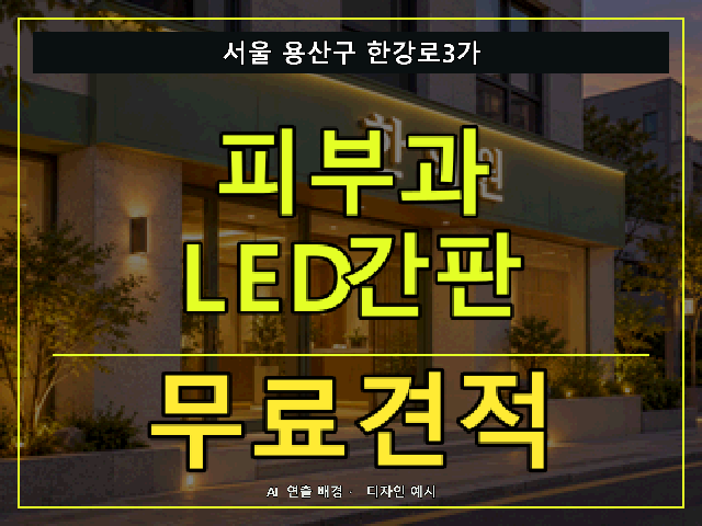 서울 용산구 한강로3가 피부과 LED간판 무료견적 안내 썸네일 · AI 연출 배경