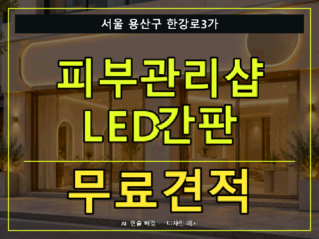 서울 용산구 한강로3가 피부관리샵 LED간판 무료견적 안내 썸네일 · AI 연출 배경