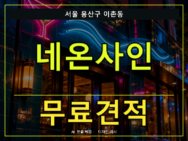 서울 용산구 이촌동 네온사인 무료견적 안내 썸네일 · AI 연출 배경