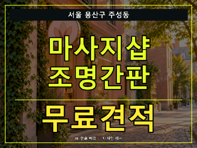 서울 용산구 주성동 마사지샵 조명간판 무료견적 안내 썸네일 · AI 연출 배경