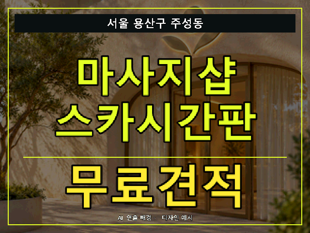 서울 용산구 주성동 마사지샵 스카시간판 무료견적 안내 썸네일 · AI 연출 배경