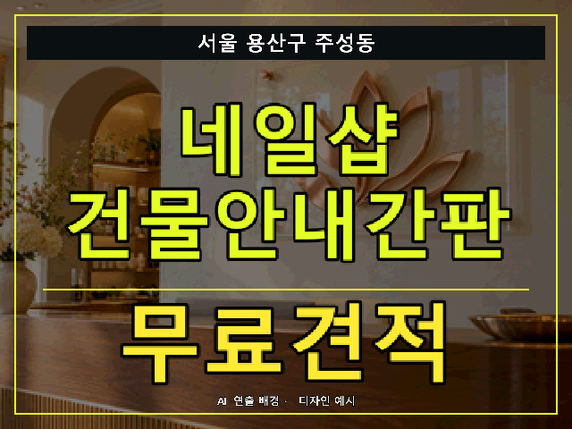 서울 용산구 주성동 네일샵 건물안내간판 무료견적 안내 썸네일 · AI 연출 배경