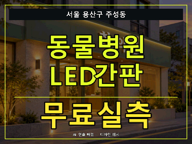 서울 용산구 주성동 동물병원 LED간판 무료실측 안내 썸네일 · AI 연출 배경