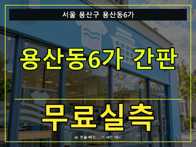 서울 용산구 용산동6가 간판 제작 무료실측 안내 썸네일 · AI 연출 배경