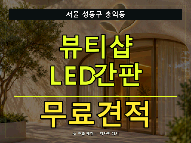 서울 성동구 홍익동 뷰티샵 LED간판 무료견적 안내 썸네일 · AI 연출 배경