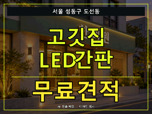 서울 성동구 도선동 고깃집 LED간판 무료견적 안내 썸네일 · AI 연출 배경