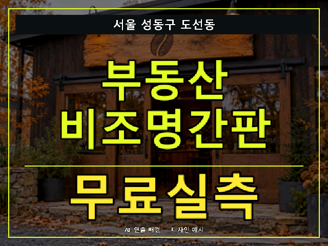 서울 성동구 도선동 부동산 비조명간판 무료실측 안내 썸네일 · AI 연출 배경
